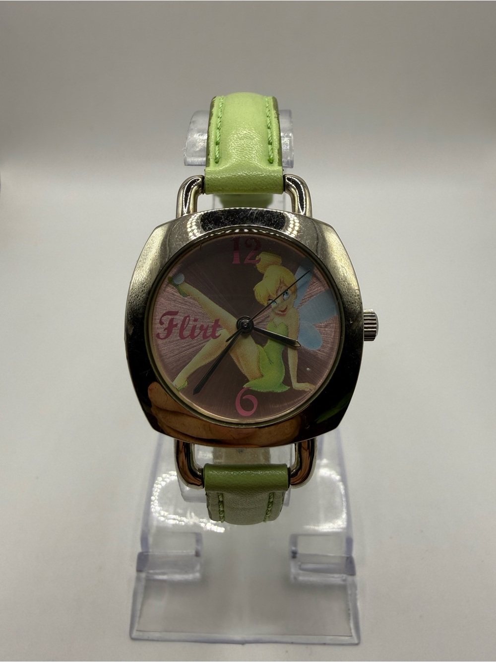 Disney Seiko Peter Pan Tinkerbell Watch Green Faux Leather Band (New Battery)